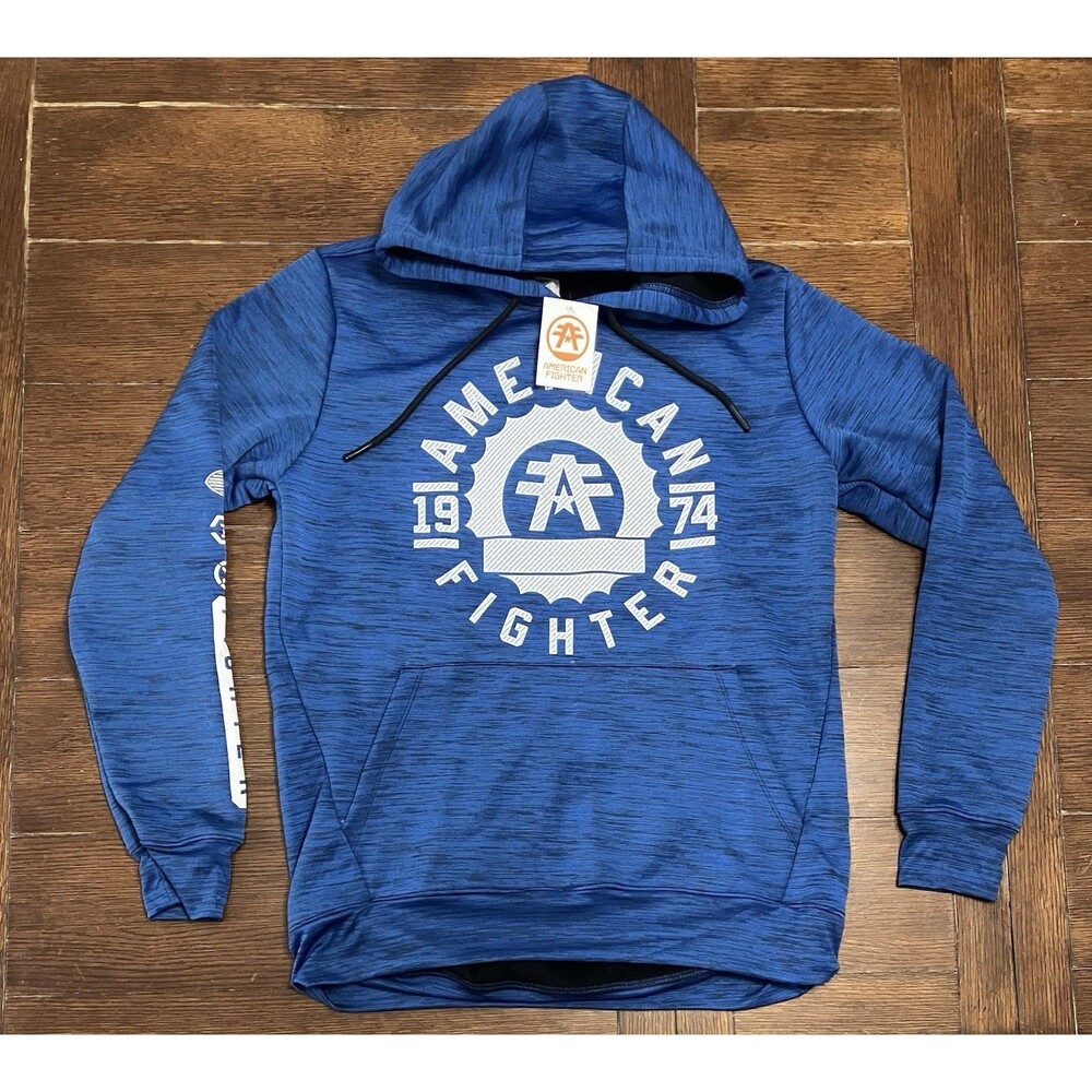 American Fighter Hoodie Sweatshirt Mens M Heather Blue Long Sleeve Alexander NWT